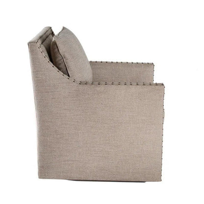 Euro Burlap Fabric Swivel Club Chair