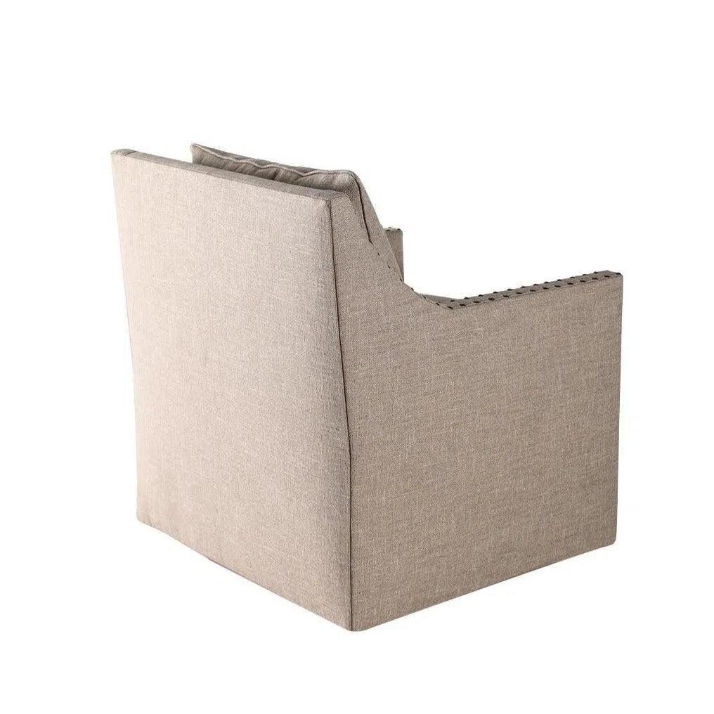 Euro Burlap Fabric Swivel Club Chair