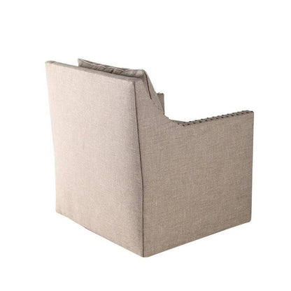 Euro Burlap Fabric Swivel Club Chair