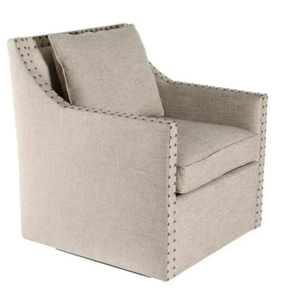 Euro Burlap Fabric Swivel Club Chair