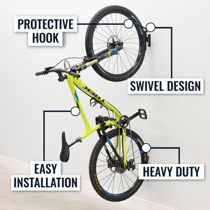 Swivel Mount Bike Storage Rack | Garage Wall Hook | Mud