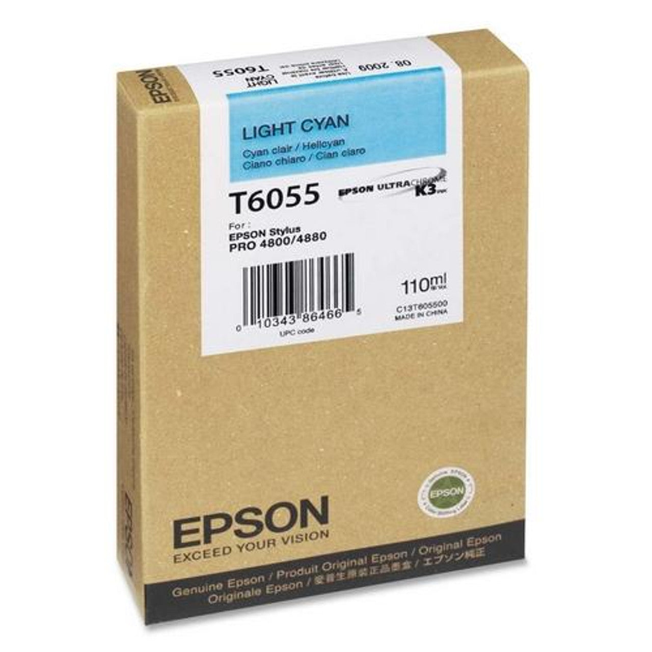 New, Pre-Owned - Epson T6055 Light Cyan Ink Cartridge, T605500