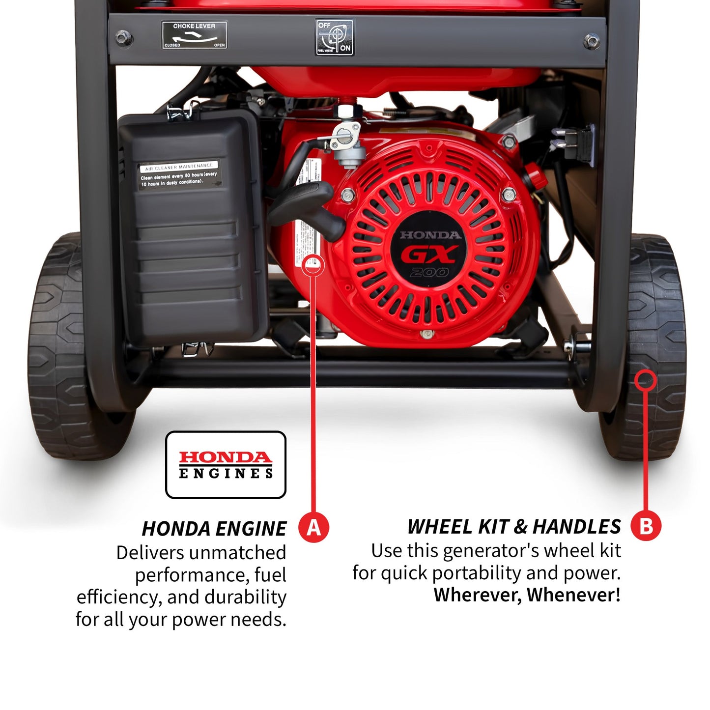 4000 Watt Honda Powered Generator Portable Gas Power Professional Use