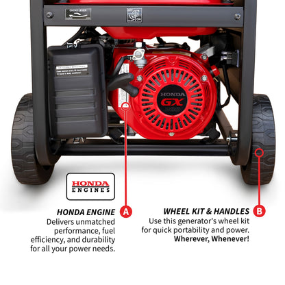 4000 Watt Honda Powered Generator Portable Gas Power Professional Use