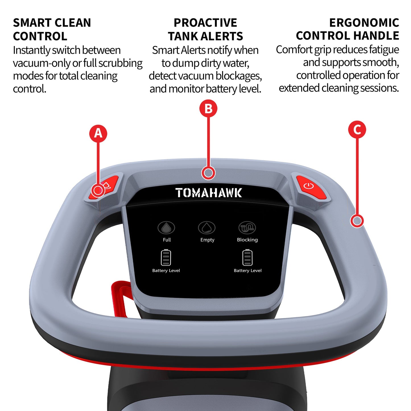 Tomahawk Electric Floor Scrubber Cleaner with 16” Power Mop Brushes Cordless Battery Powered
