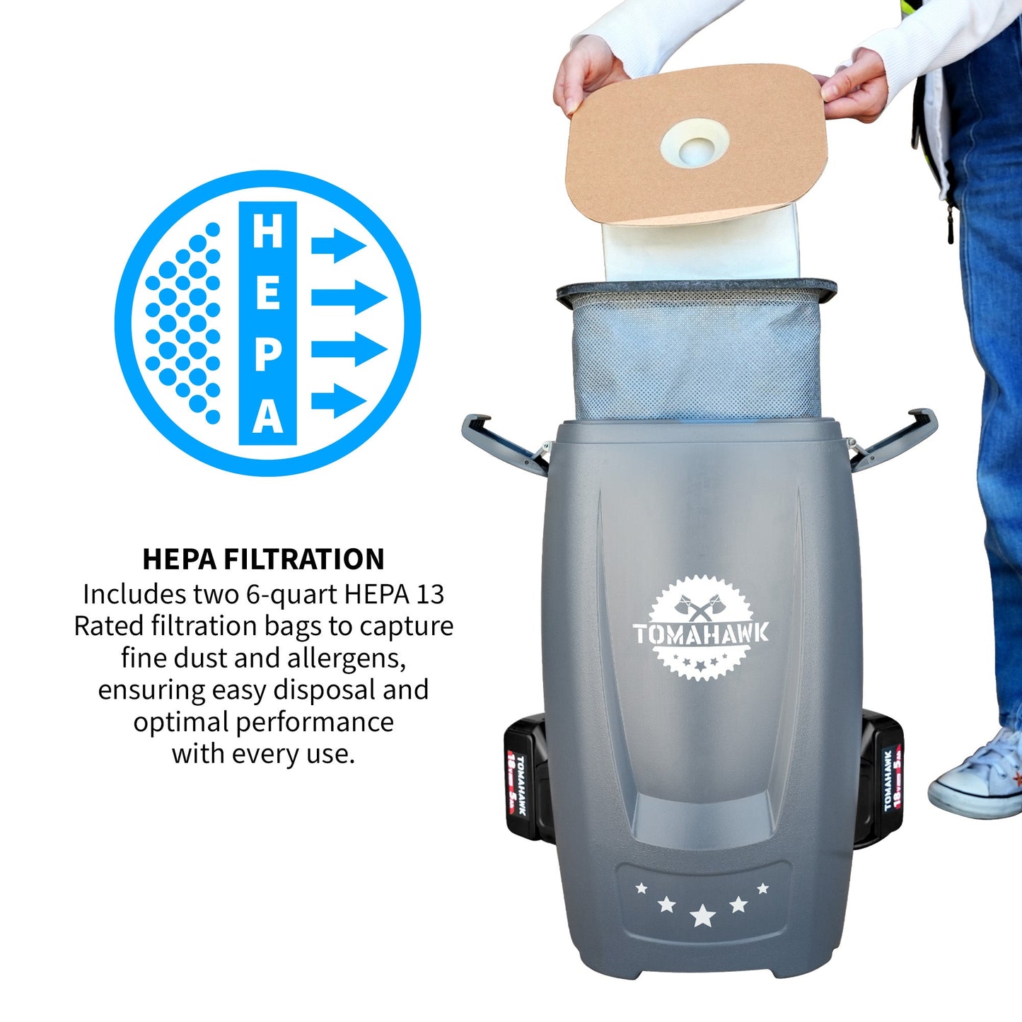 PRE ORDER: 18V Battery Powered Backpack Vacuum 6L for Janitorial Cleaning – Lightweight Cordless Commercial Vacuum with Quiet Operation