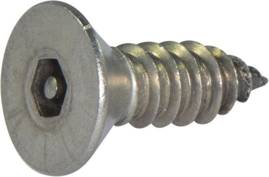 6 x 1 1/2 Tamper Resistant Hex Flat Head Socket Sheet Metal Screw 18-8 Stainless Steel (1/8)