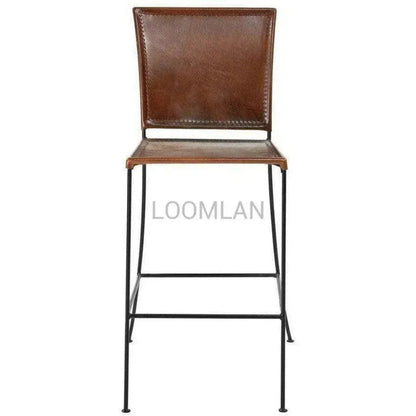 Tanira Brown Leather Bar Height Chair (Set of 2)