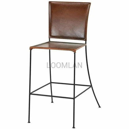 Tanira Brown Leather Bar Height Chair (Set of 2)