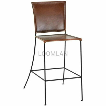 Tanira Brown Leather Bar Height Chair (Set of 2)