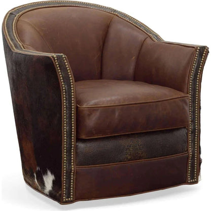 Texas Love Leather Swivel Club Chair