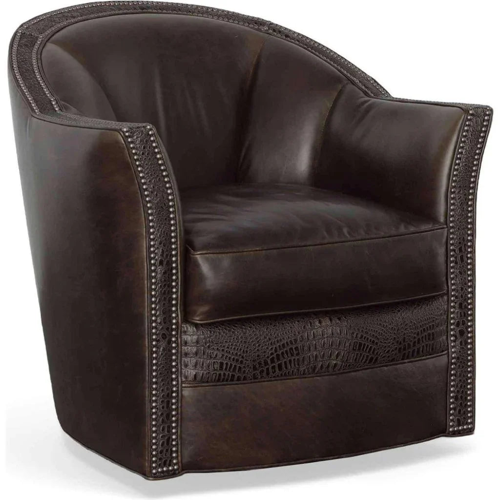 Texas Love Leather Swivel Club Chair