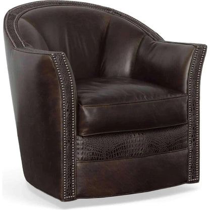 Texas Love Leather Swivel Club Chair