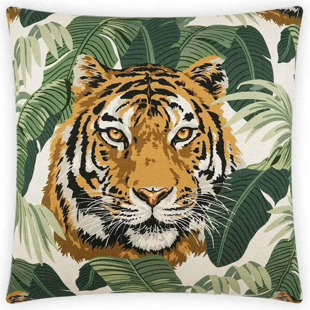 Tiger King Green Throw Pillow With Insert