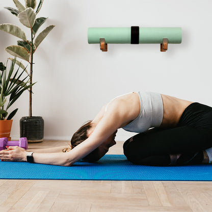 Solid Oak Yoga Mat Display | Minimalist Wood Rack | Holds 20 lbs