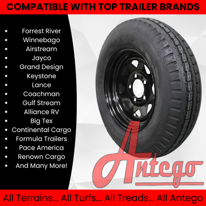 (Set of 4) Antego Tire and Wheel 175/80D13 Highway Terrain Trailer Tire & Wheel – 13.0-Inch Pre-Mounted Rim, 6-Ply-Ply Build, Perfect for Utility & Cargo Use | A130454510096206ST17580D13-B4
