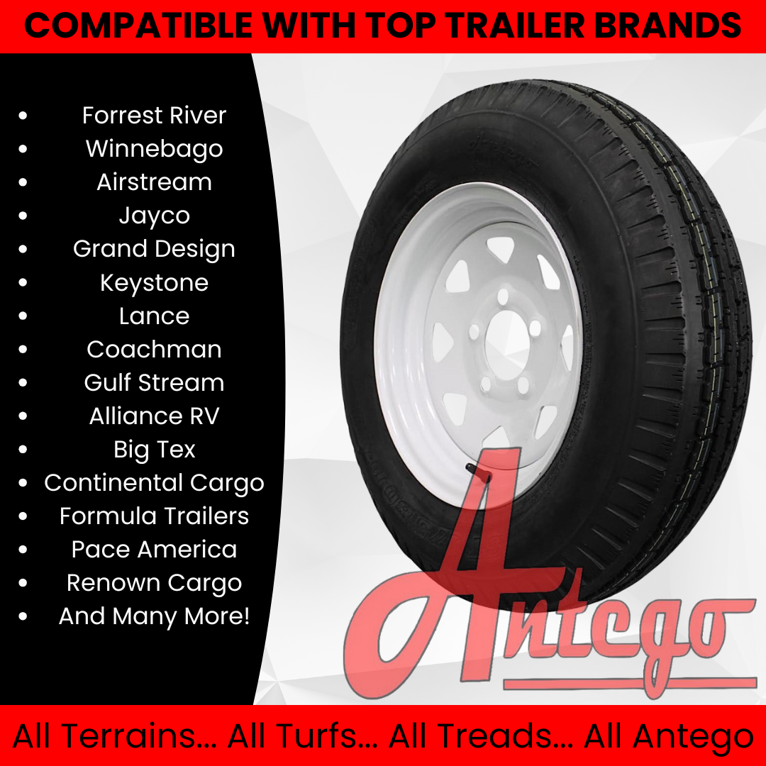 (Set of 2) Antego Tire and Wheel  175/80D13 Highway Terrain – 13.0-Inch Rim, 6-Ply-Ply Strength, Load 91.0, Speed M – Heavy-Duty Trailer Tire | A130454510116206ST17580D13-B2