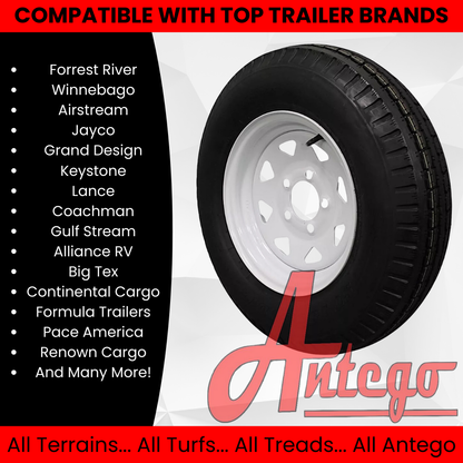 (Set of 4) Antego Tire and Wheel  185/80D13 Highway Terrain Assembly – Optimized for High Load Performance, 13.0-Inch Rim, Load 94.0, Speed M | A130454510116206ST18580D13-B4
