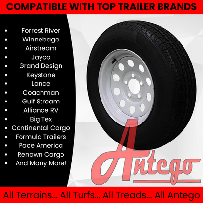 (Set of 4) Antego Tire and Wheel  205/75R14 Highway Terrain Assembly – Optimized for High Load Performance, 14.0-Inch Rim, Load 105.0, Speed M | A140554010116108ST20575R14-B4