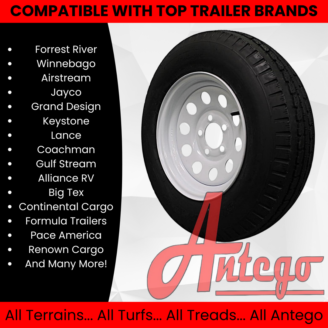 (Single Assembly) Antego Tire and Wheel 205/75D14 Trailer Tire – Reinforced 6-Ply-Ply Design, 14.0-Inch Rim – Built for Long-Distance Hauling & Stability | A140554010116206ST20575D14