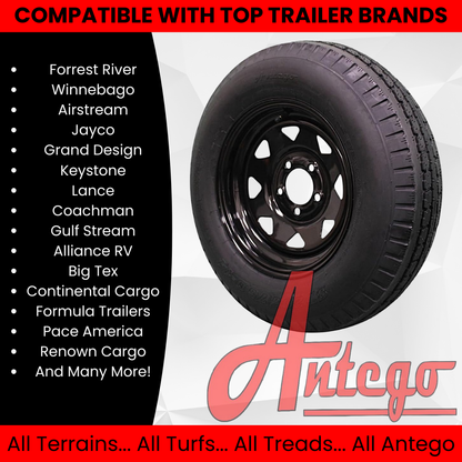 (Set of 4) Antego Tire and Wheel 205/75D14 Highway Terrain Trailer Tire & Wheel – 14.0-Inch Pre-Mounted Rim, 6-Ply-Ply Build, Perfect for Utility & Cargo Use | A140554020096206ST20575D14-B4