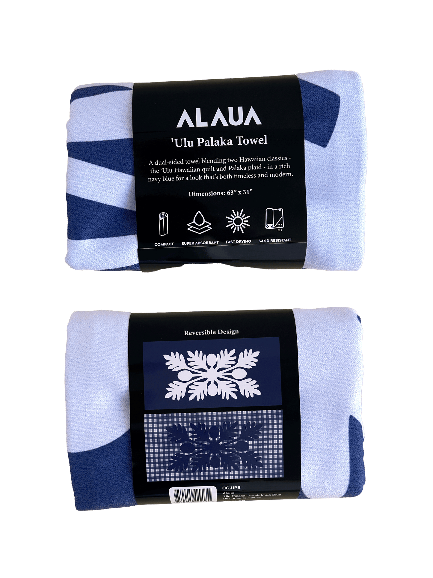 'Ulu Palaka Anywhere Towel (Blue)