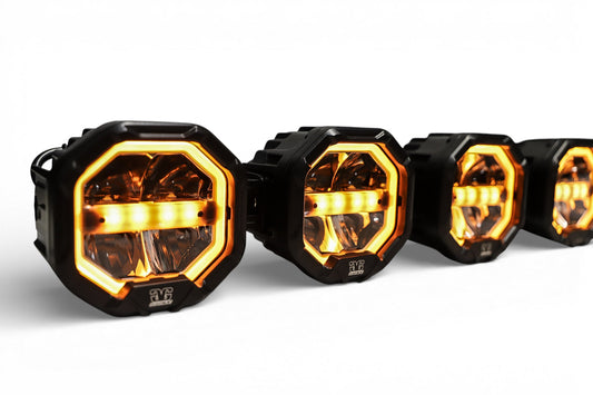 7 Light U-Con Interlocking Off Road LED Pod With Amber or White DRL Running Light