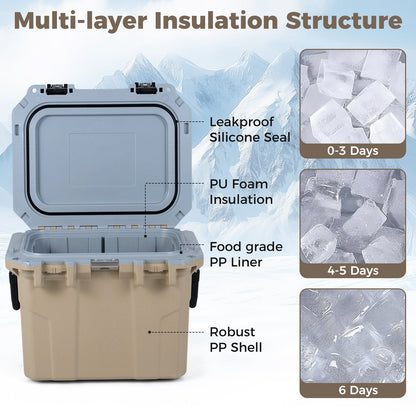 Ultra-Light Injection Molded Cooler 53 QT Hard Ice Chest