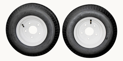 Antego Tire and Wheel (Set of 2) 4.80-8 Tire and Wheel Assemblies, White 5 Lug Trailer Tires and Wheels, 6 Ply, Load Range C