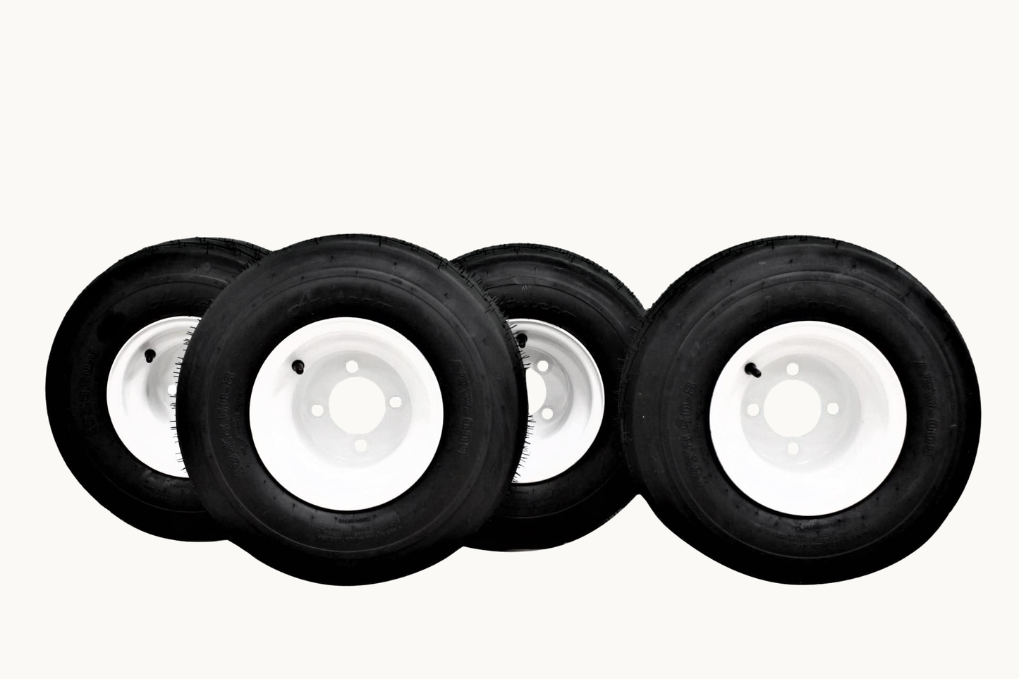 Set of Four 18x8.50-8 White Wheel Assemblies