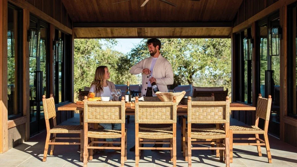 Vaterra Teak And Rattan Patio Dining Table