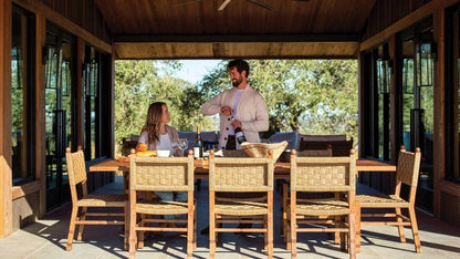 Vaterra Teak And Rattan Patio Dining Table