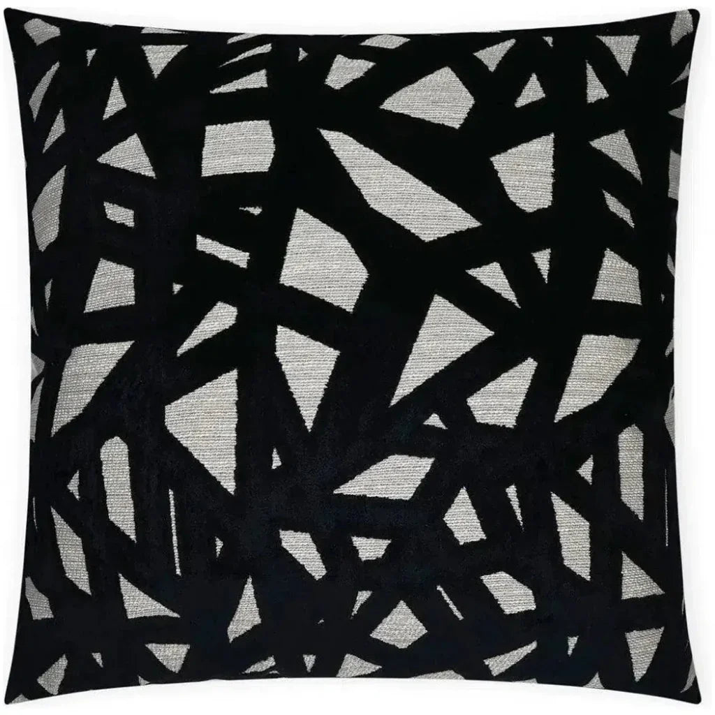 Veleri Black Abstract Black Grey Large Throw Pillow