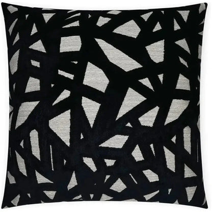 Veleri Black Abstract Black Grey Large Throw Pillow