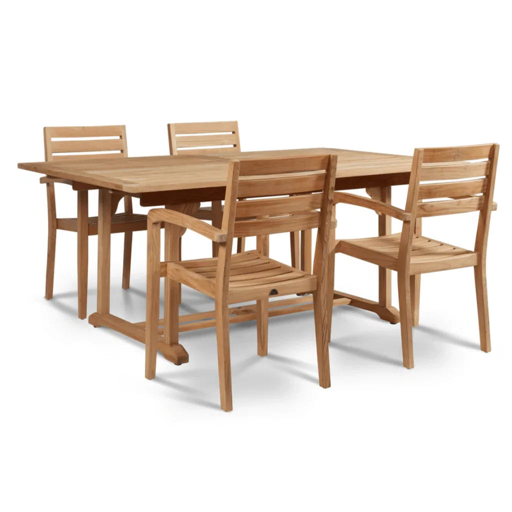 Venice Teak Patio Rectangular Dining Set 5PC