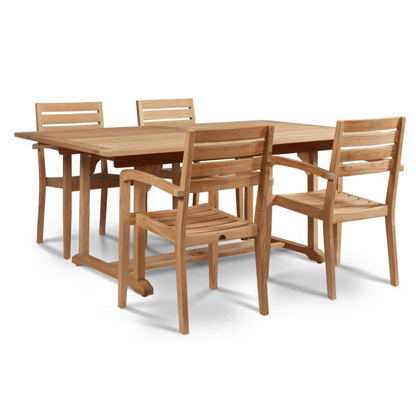 Venice Teak Patio Rectangular Dining Set 5PC