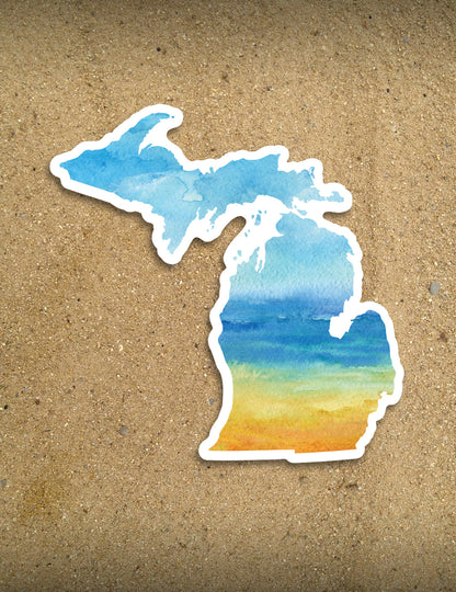 Watercolor Beach - 4" Michigan Sticker