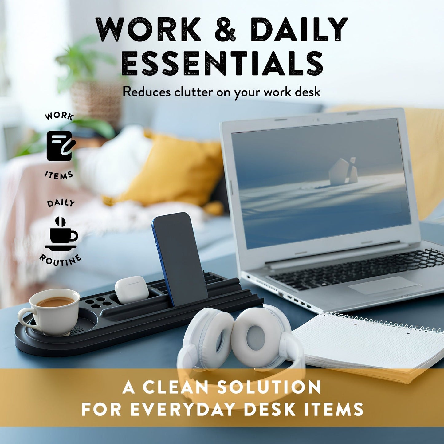 Silicone Desk Organizer Tray  15.25” × 5.5”