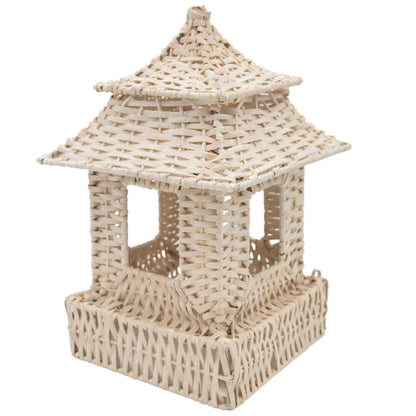 White Rattan Pagoda Lantern Set - 1 Large & 1 Small
