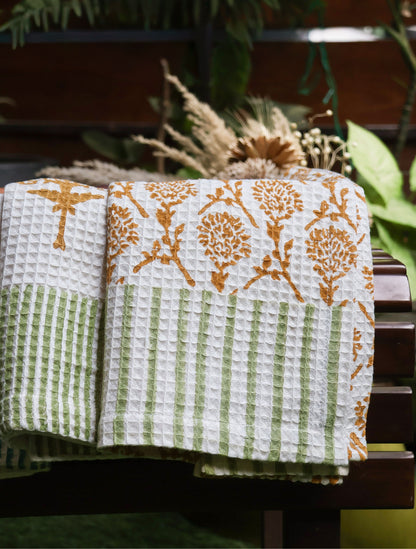 Nikhar Cotton Waffle Kitchen Towel - Tawny Orange
