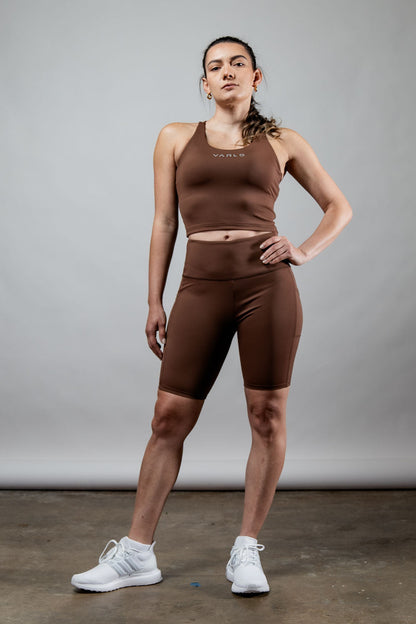 Women's SOHO Cross Back Crop Tank (City Mocha)