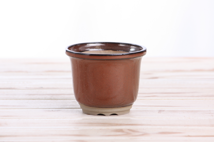 Willow Bonsai Ceramics Flute Bonsai Pot 4 Inch – Round Semi‑Cascade Ceramic Bonsai & Succulent Planter with Fluted Profile and Banded Base, High‑Fired Frost‑Proof Stoneware, Handmade in USA (Sunset)