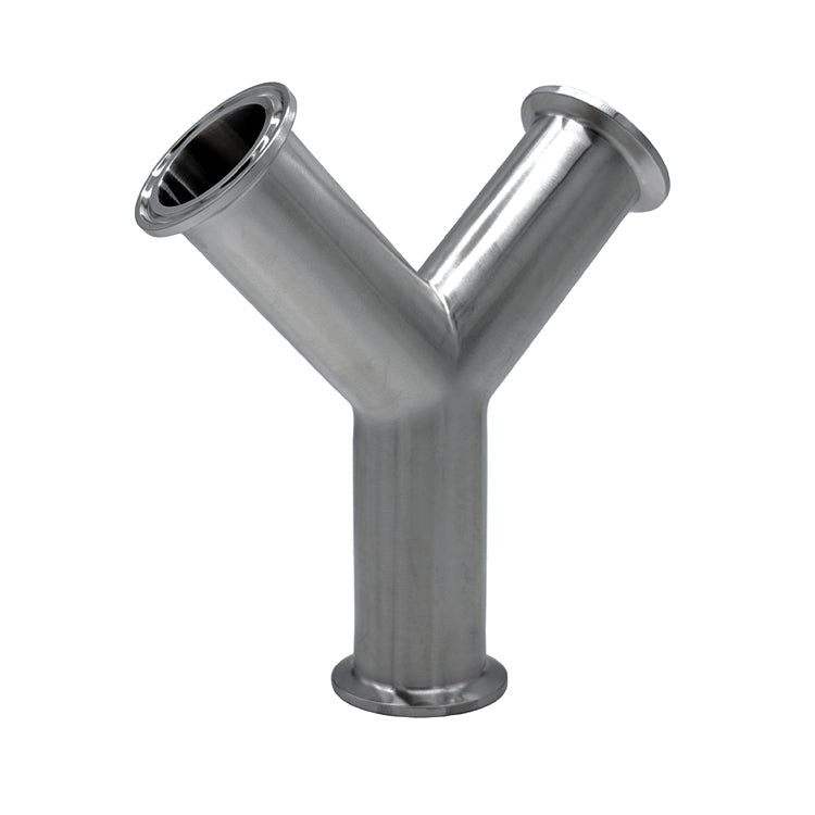 4.000" OD 16ga Tri-Clamp True Wye - (28BMP) - Polished OD/ID - 316L Stainless