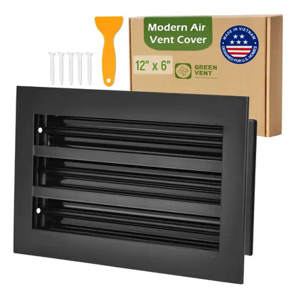 Aluminum Black Linear Slot Diffuser 12x6 (Duct Opening) - Modern Air Vent Cover