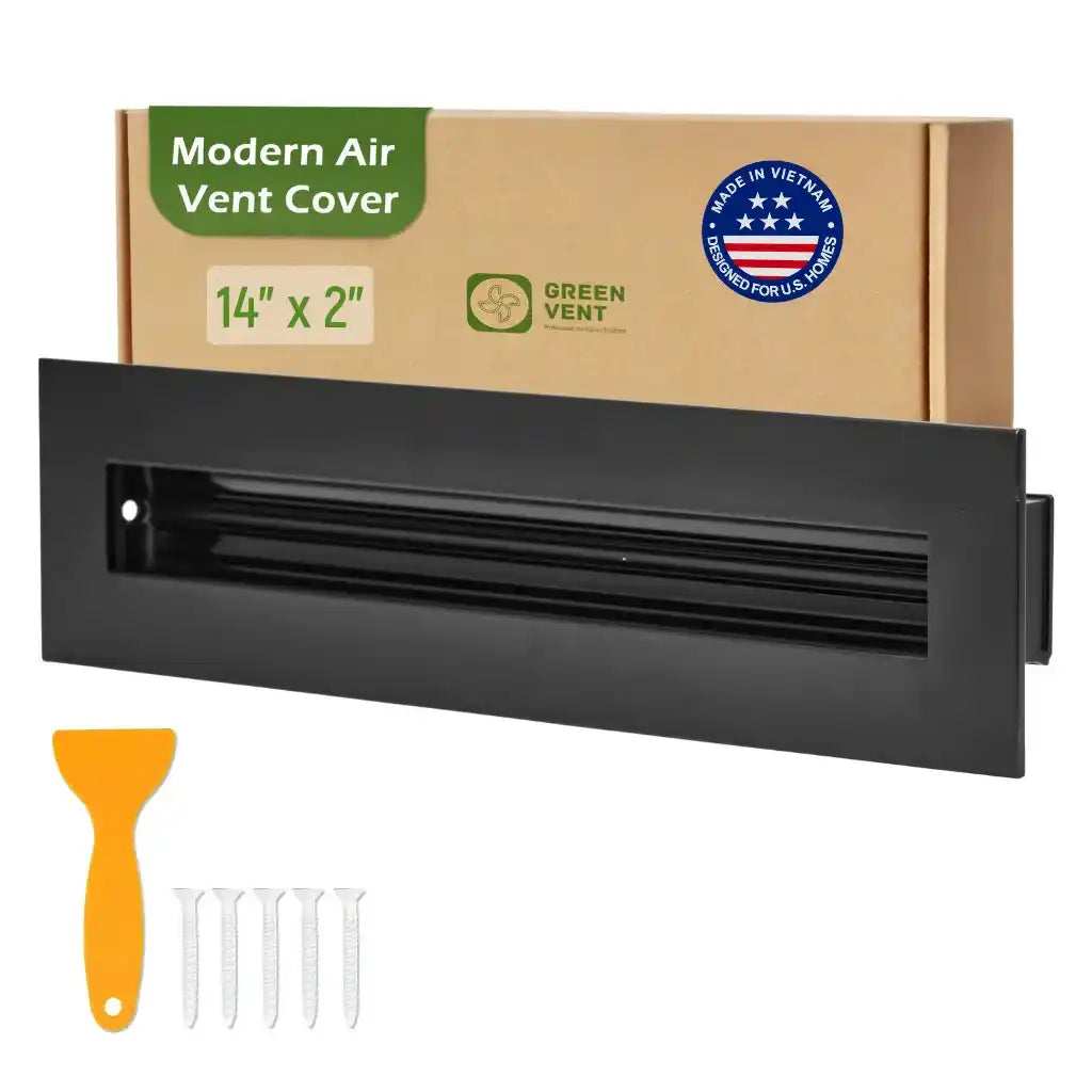 Aluminum Black Linear Slot Diffuser 14x2 (Duct Opening) - Modern Air Vent Cover