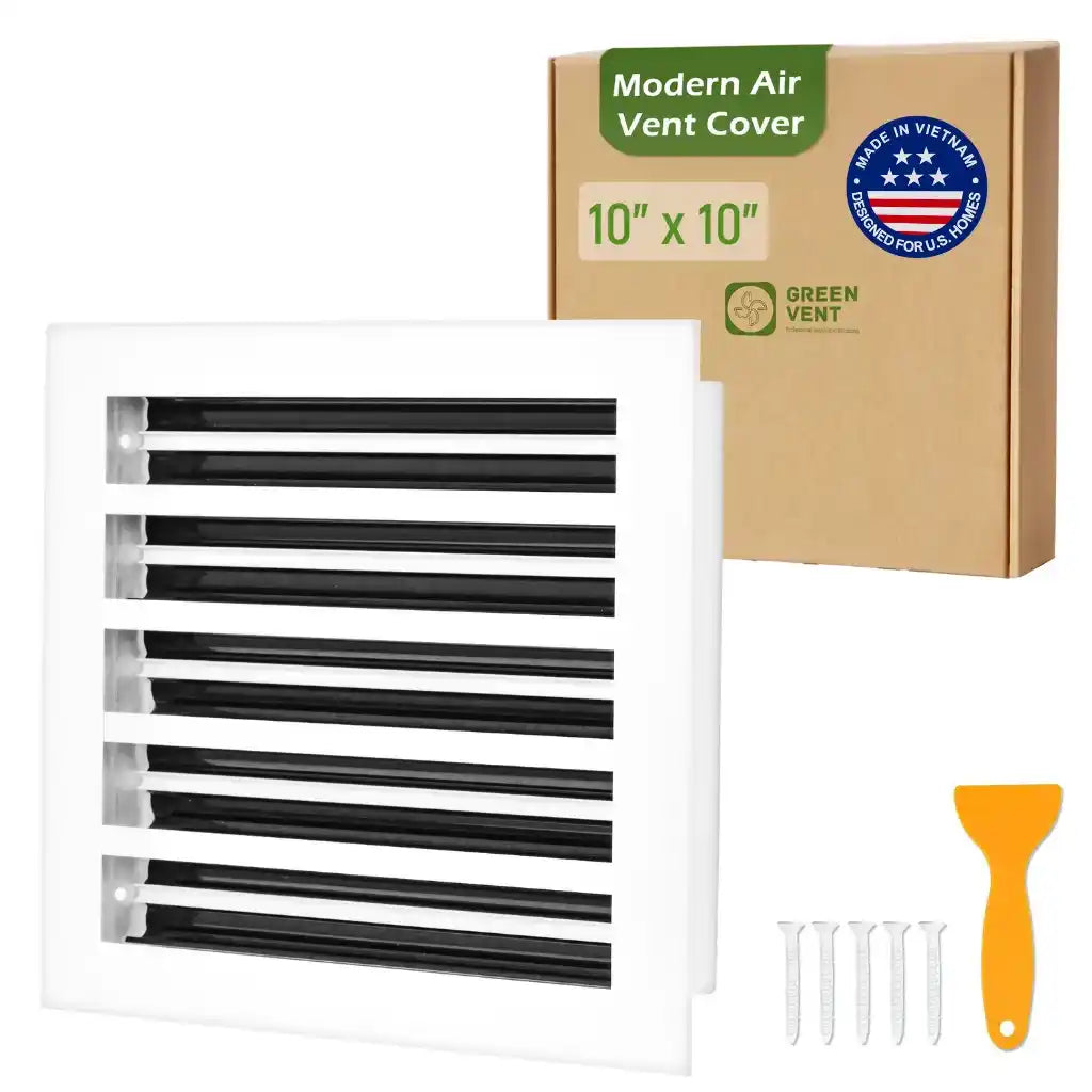 Aluminum White Linear Slot Diffuser 10x10 (Duct Opening)- Modern Air Vent Cover