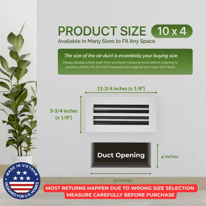 Aluminum White Linear Slot Diffuser 10x4 Pack 2 (Duct Opening)- Modern Air Vent Cover