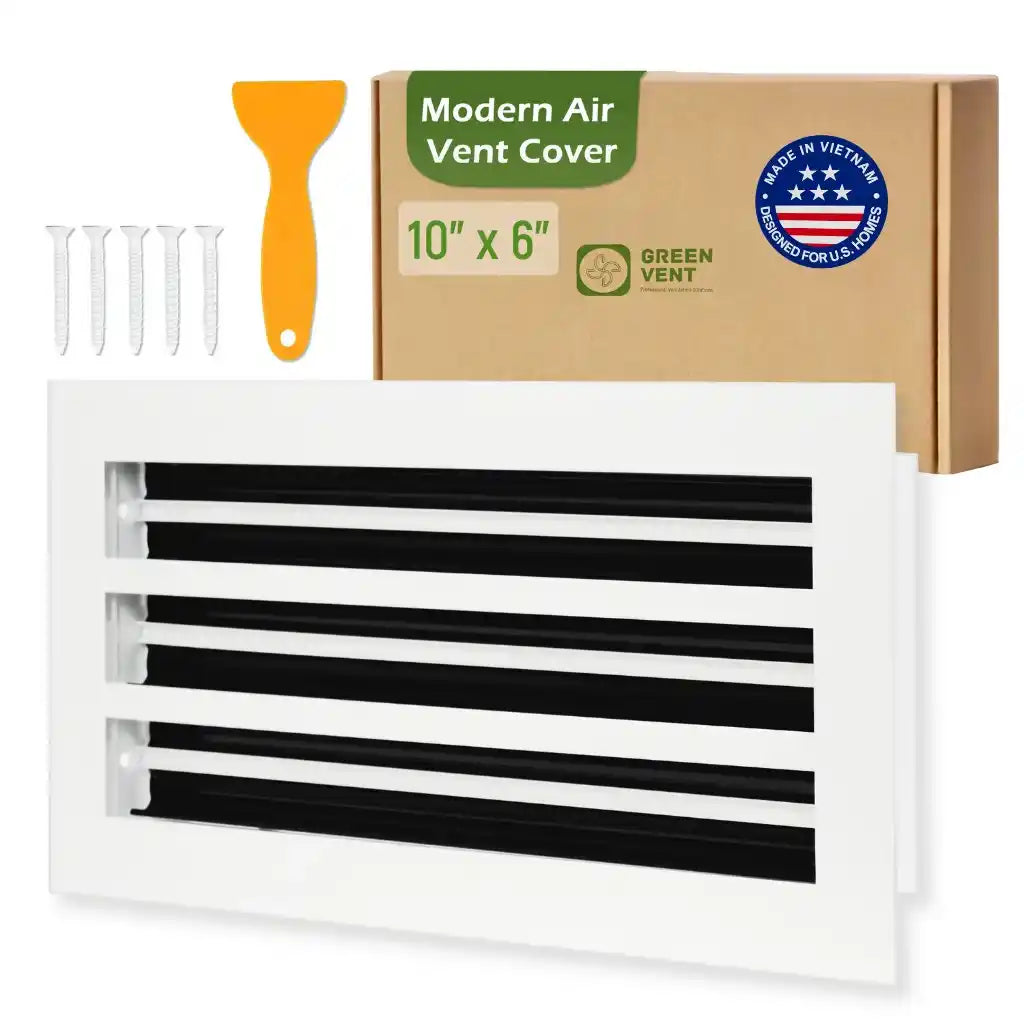 Aluminum White Linear Slot Diffuser 10x6 (Duct Opening)- Modern Air Vent Cover