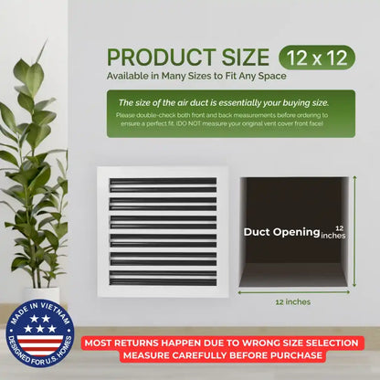 Aluminum White Linear Slot Diffuser 12x12 (Duct Opening)- Modern Air Vent Cover