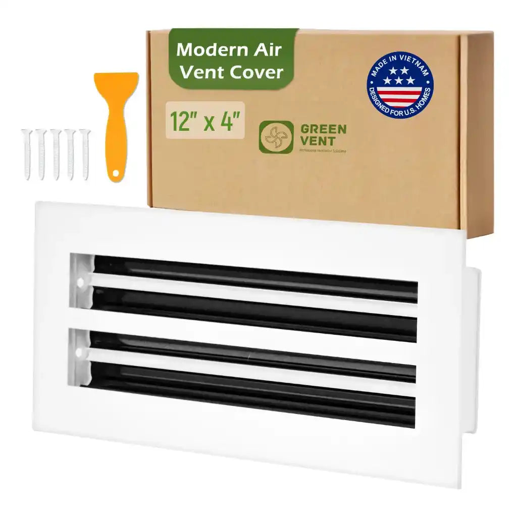 Aluminum White Linear Slot Diffuser 12x4 (Duct Opening)- Modern Air Vent Cover